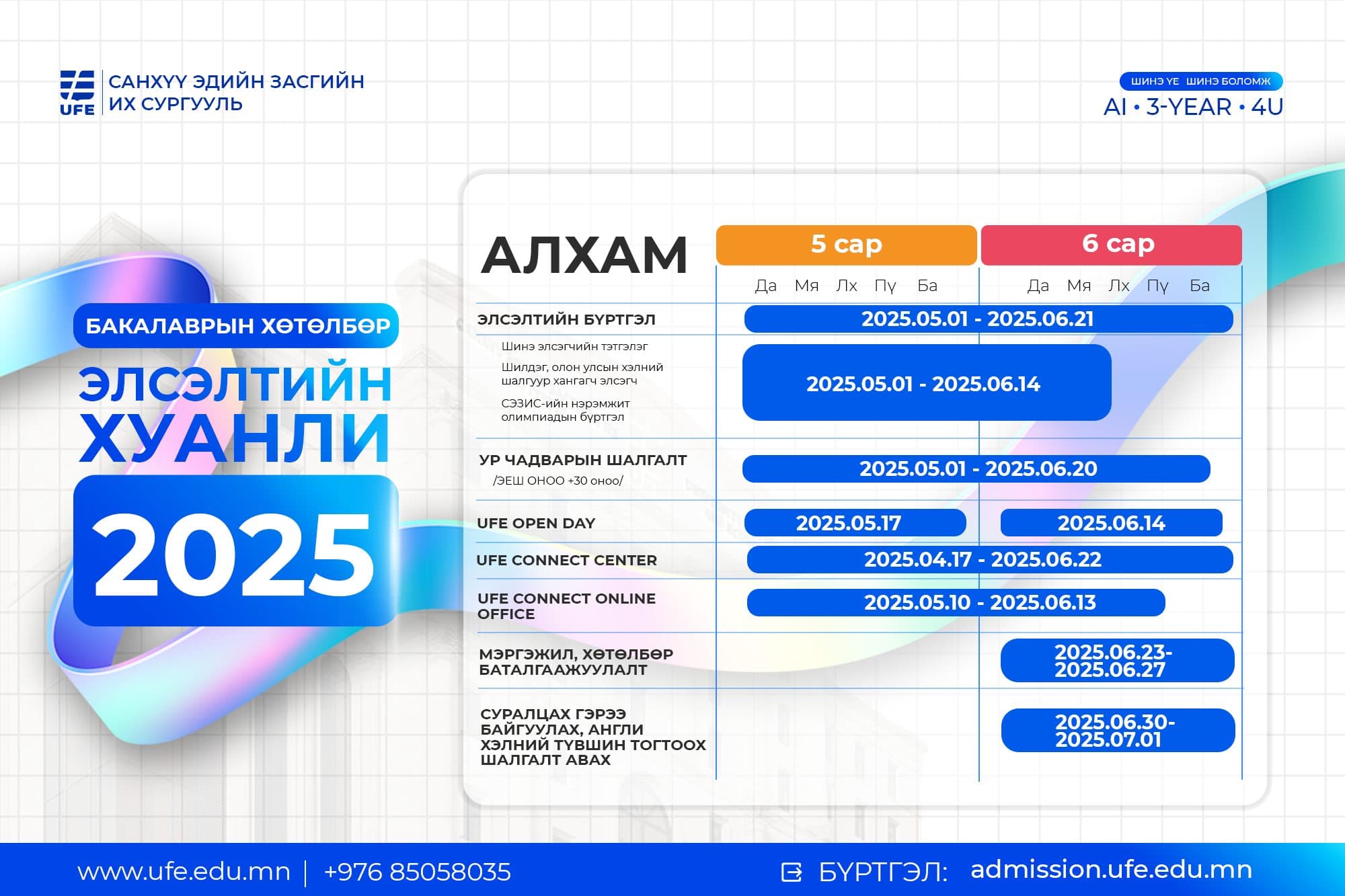 СЭЗИС-ийн элсэлтийн бүртгэл 2025.06.22-ны өдрийн 12:00 цагт хаагдана.